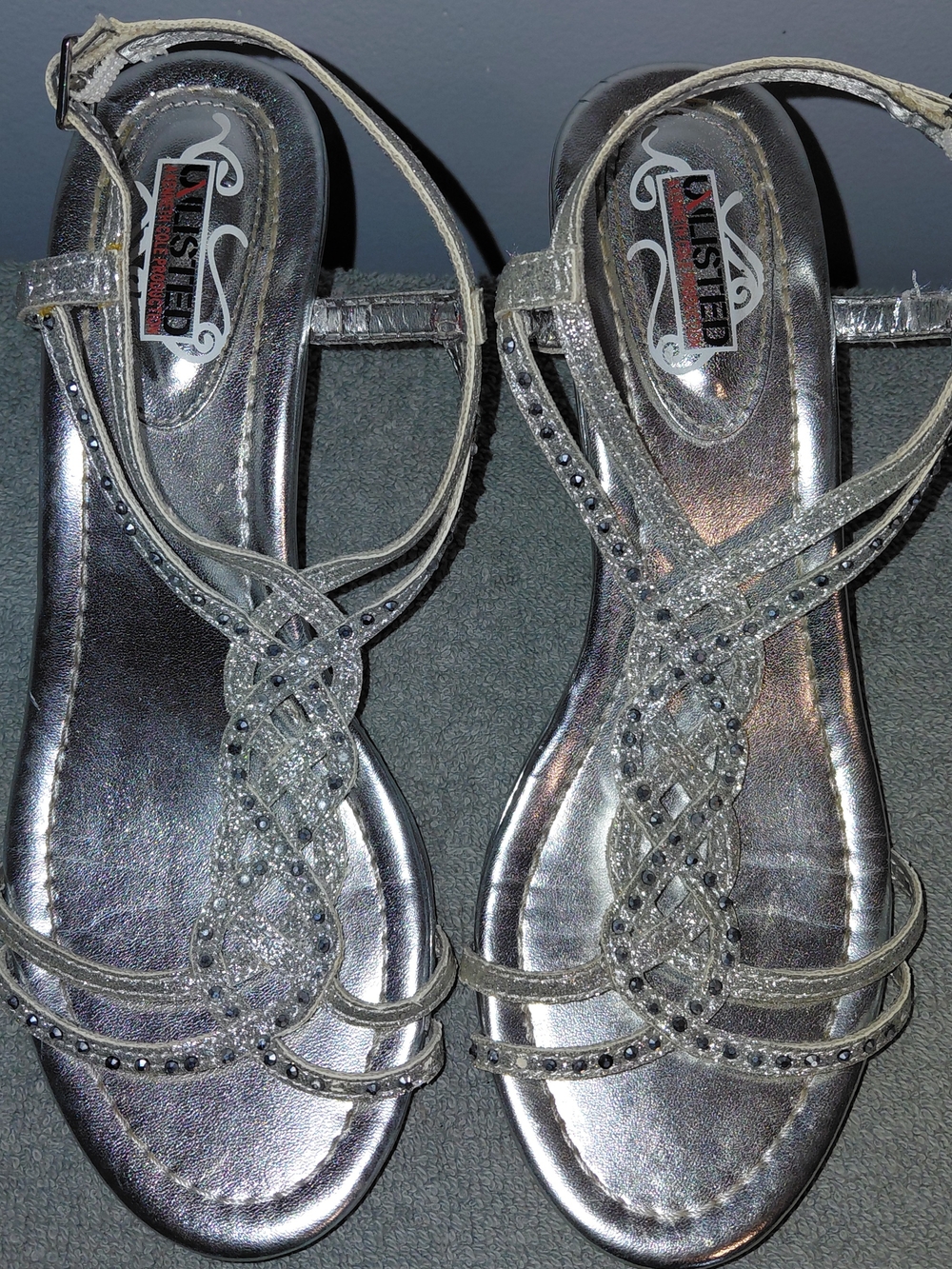 Unlisted Silver Braided Rhinestone Sandals